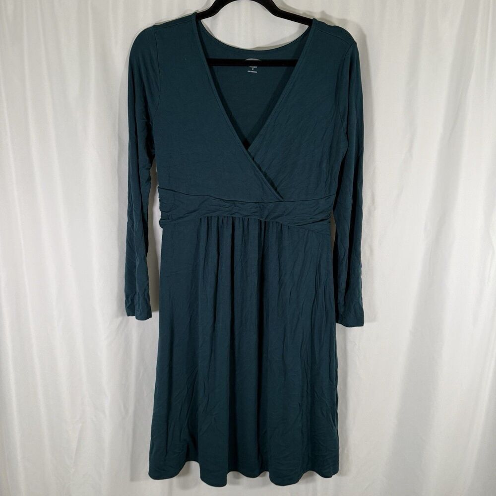 Old Navy Knee Length Dress Women's Medium Maternity Green Long Sleeve Stretch